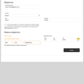 Dyson Seri No Kayıt Sorunu