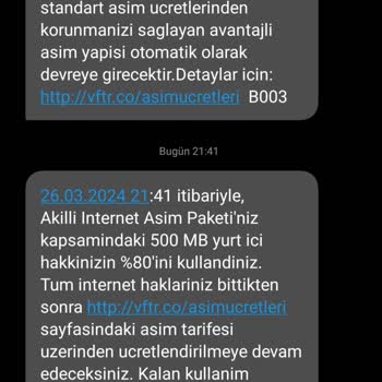 Vodafone Akıllı Paket Aşım Tarifesi Dayatması