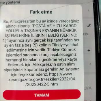 Aliexpress'ten Sipariş Veremiyorum Gereksiz Yasak