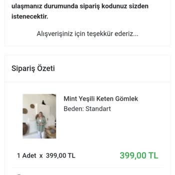 Selinnabutik (Instagram) Ücret İadesi Yapılmayan Gömlek Alışverişi