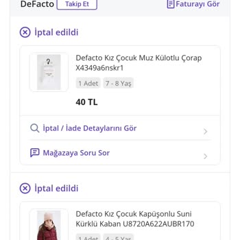 DeFacto Stokta Olan Ürünü Yok Diye Siparişi İptal Ediyor