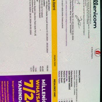 Millenicom Ocak Ayında Hat Sınırlama Ücretinin Mart Ayında İstenmesi