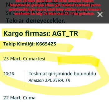 AGT Kurye&Amazon Siparişimi 5 Gündür Teslim Etmedi. Para İade Talebi