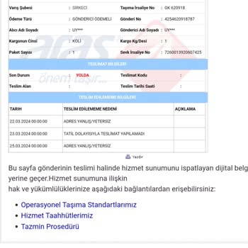 Trendyol Gecikmeli Ürünü Gönderici Tarafından İade Edilmesi Yazması