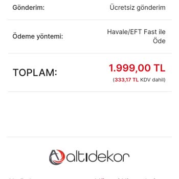 Altı Dekor 58208 Sipariş Takibim