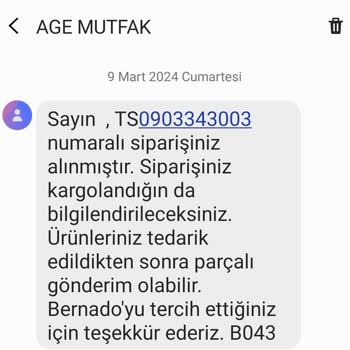 Bernardo Ürünlerim 9 Marttan Beri Gönderilmedi