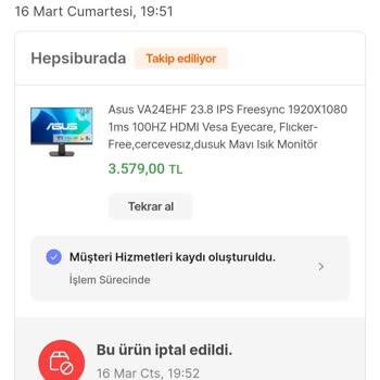 Hepsiburada Ücreti İade Etmedi