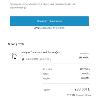 Minipaw Kedi Oyuncağı Siparişim Gelmedi