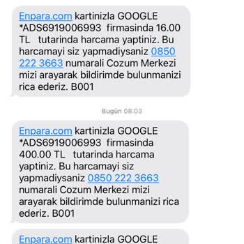 Google Ads Enpara Bilgim Dışında Çekim Yapıldı