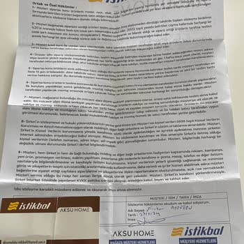 İstikbal Modoko Aksu Siparişi Belirtilen Sürede Teslim Etmeme