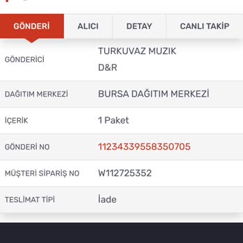 D&R Haberim Olmadan İade Edilen Kargo