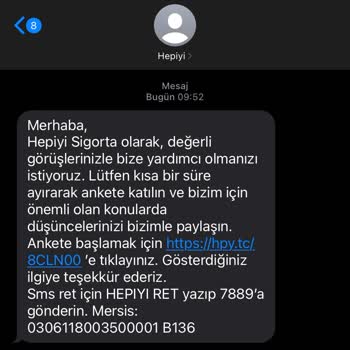 Hepiyi Sigorta Darlayan Mesajları Ve Sürekli Gelen SMS