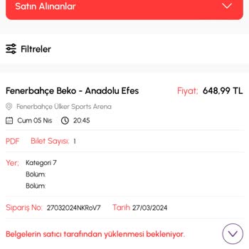 Biletalsat.com Aldığım Basketbol Maçı İçin Bilet Tarafıma Ulaşmadı
