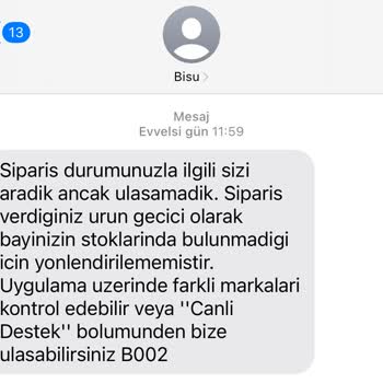 Bisu İptal Edilen Siparişten Dolayı Paramın Yatmaması