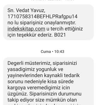 İndeks Kitap Siparişleri Göndermiyorlar 10 Gün Oldu