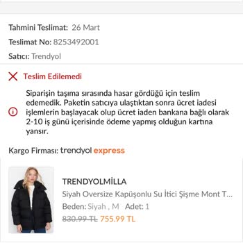 Trendyolmilla Ürünüm Kargodayken Bana Sorulmadan İade Edildi