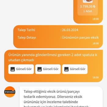 Karaca Züccaciye Karaca Eksik Ürün Gönderimi