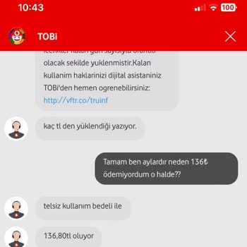 Vodafone Taahhüt Dışı Fatura Göndermesi
