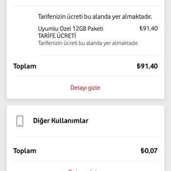 Vodafone Taahhüt Dışı Fatura Göndermesi