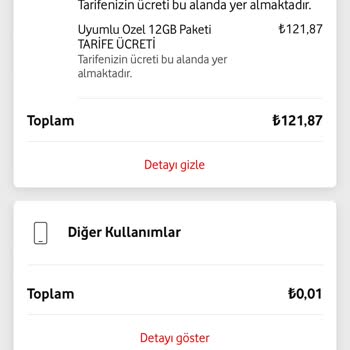 Vodafone Taahhüt Dışı Fatura Göndermesi