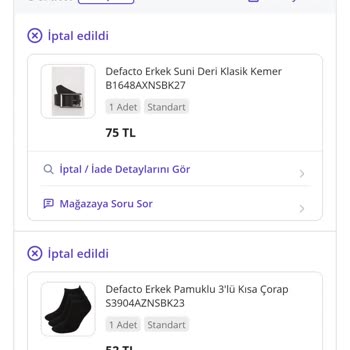 N11 Uygulaması DeFacto Sipariş İptali