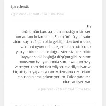 Tecpro Bilgi Teknolojileri Arızalı Mouse Yollayan Sinerji. Ve İlgisiz Tecpro Garanti Servisi