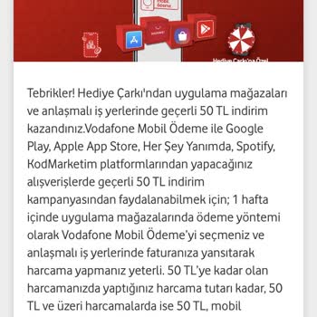 Vodafone Mobil Ödeme İndirim Yapılmadı