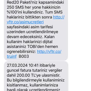 “SMS Aşım Paketi”, Vodafone