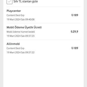 Vodafone Servisleri Playcenter Ve Allinmobi Onaysız Üyelik Ücreti