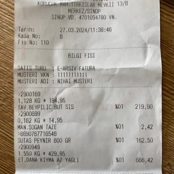 İfa Market Sinop Atatürk Devlet Hastanesi Kasap Personeli M