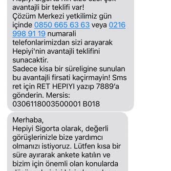 Hepiyi Sigorta SMS İptali Yapıyorum SMS Gelmeye Devam Ediyor.