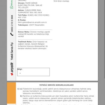 Arçelik Kalite Çok Kötü Hizmet Çok Kötü
