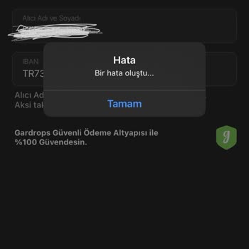 Gardrops IBAN Ekleyememe (hata Veriyor)