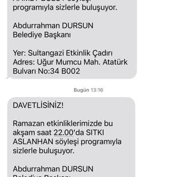 Sultangazi Belediyesi Ve Belediye Başkanından Gelen Gereksiz SMS