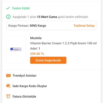 Trendyol Alışveriş Sitesi Mustela Krem Şikayeti