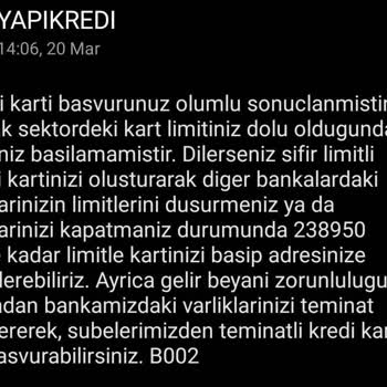 Yapı Kredi "Kredi Kartı" Limit Sorunu