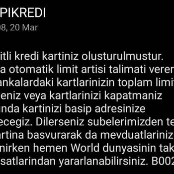 Yapı Kredi "Kredi Kartı" Limit Sorunu