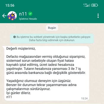 DeFacto N11 İndirim Yapıp Sonra Siparişimi İptal Etti