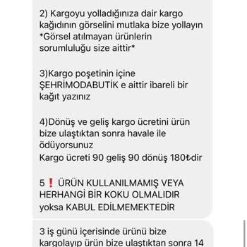 Şehri Moda Butik Şehrimoda İade Almıyor