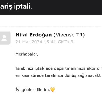 Vivense Sipariş İptali Ücret İademi Yapmıyor