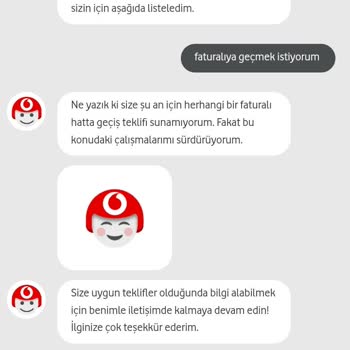 Vodafone Faturalı Tarifeye Geçemiyorum