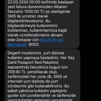 Vodafone Kullanılmayan Ürünün Parasını Alıyor!