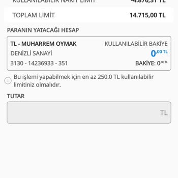 Denizbank Kredi Kart Taksitli Nakit Avans Çekememe Kapatılması