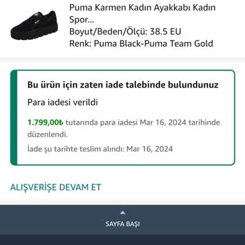 Amazon Ücret İadesi Yapılmadı