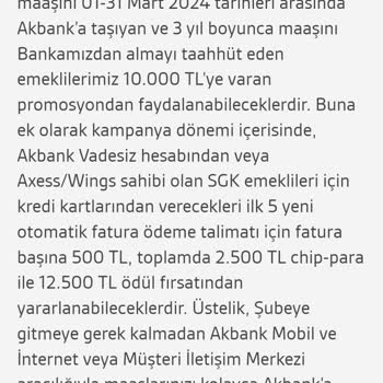 Akbank Emekli Promosyon Chippara Vermiyor.