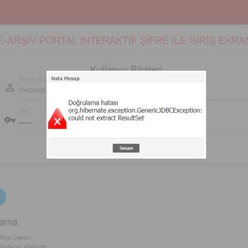 Gelir İdaresi Başkanlığı E-Arşiv Portal Giriş Hatası