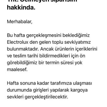 Süpürge Market Siparişi Gelmiyor