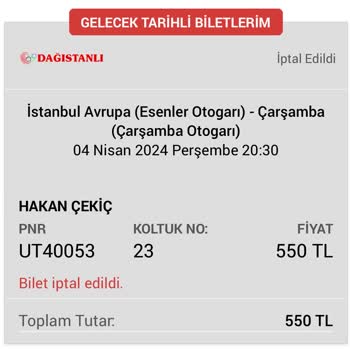 Dağıstanlı Turizm Bilet İptali Mağduriyeti
