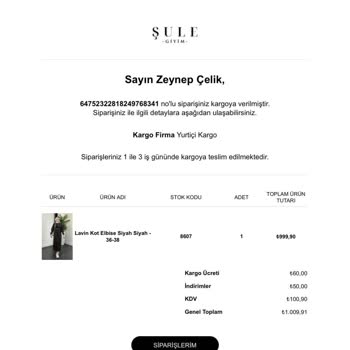 Şule Giyim Ürün Gönderimi Yapmıyor.
