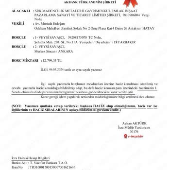 Akbank Bloke Ve Haciz İşlemi